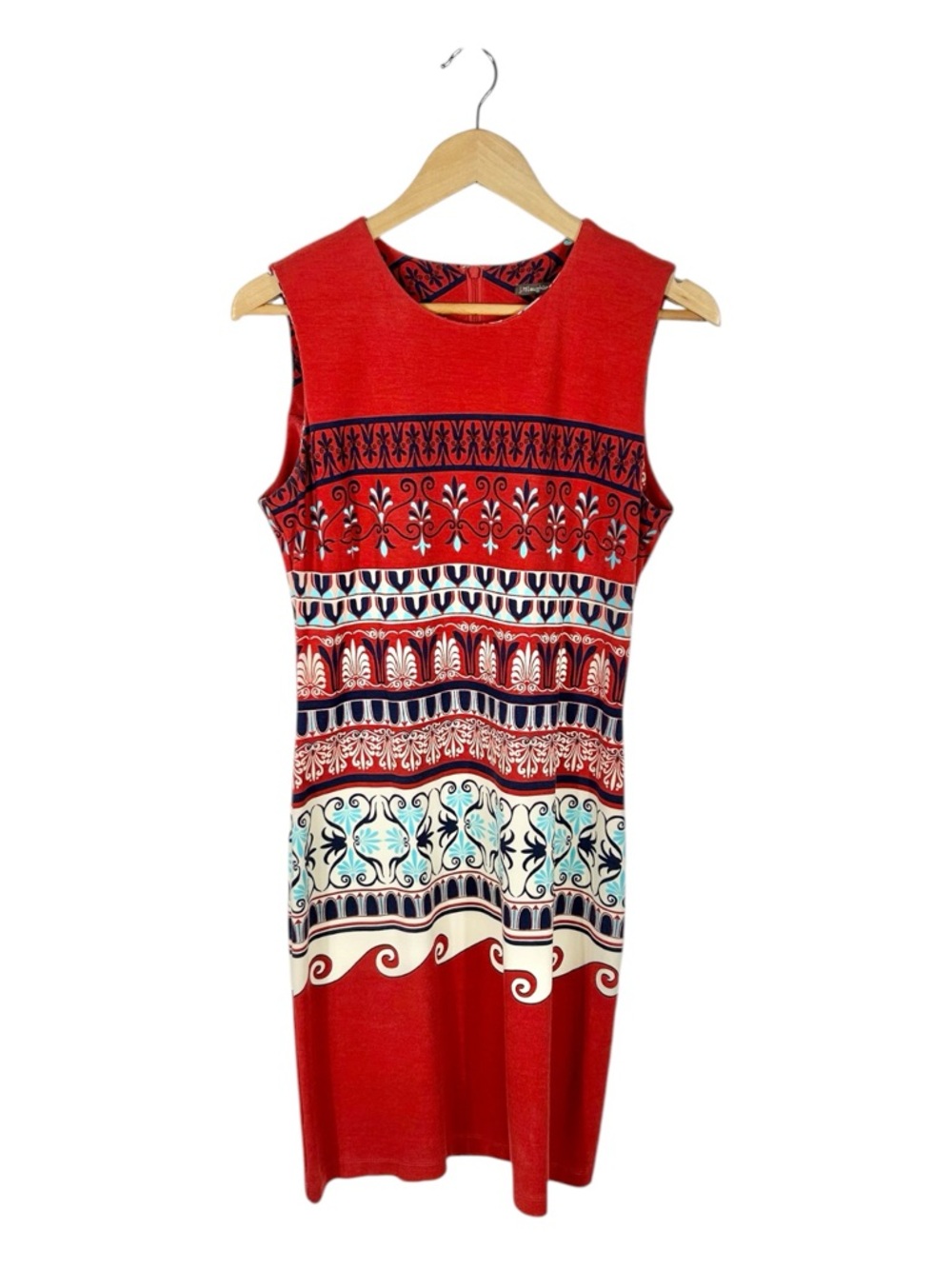 J. McLaughlin Geometric Boho Nordic Inspired Print‎ Sheath Dress Size Medium